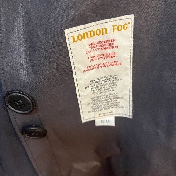 VINTAGE‎ 80's London Fog Classic Wool Lined Charcoal Grey Trench Coat Women's 12 - Picture 13 of 16